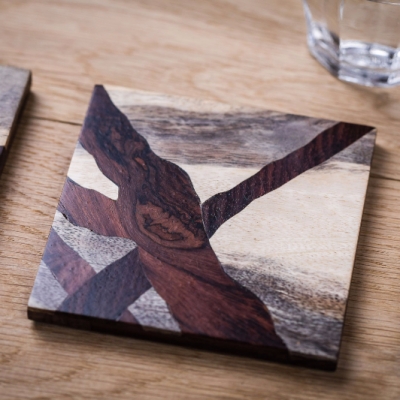 Beachcombe 3 Intarsia Wood Inlay Drink Mats/Coasters