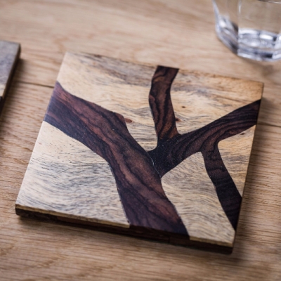 Beachcombe 2 Intarsia Wood Inlay Drink Mats/Coasters