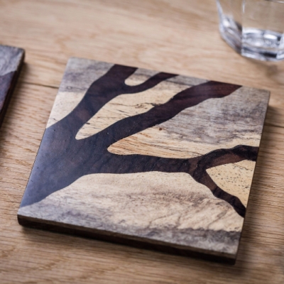 Beachcombe 6 Intarsia Wood Inlay Drink Mats/Coasters