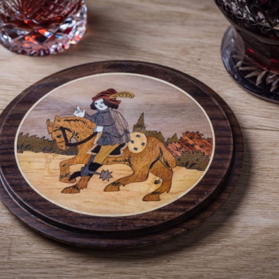  Canterbury Tales Intarsia Wood Inlay Bottle Mat/Decanter Coaster