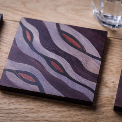 Flowform 2 Intarsia Wood Inlay Drink Mats/Coasters