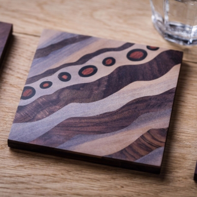 Flowform 8 Intarsia Wood Inlay Drink Mats/Coasters