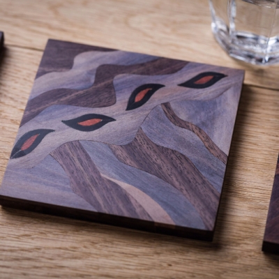 Flowform 1 Intarsia Wood Inlay Drink Mats/Coasters