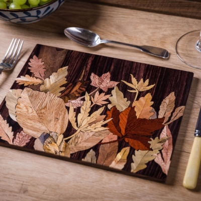 Autumn Leaves Intarsia Wood Inlay Table Mats/Placemats 2