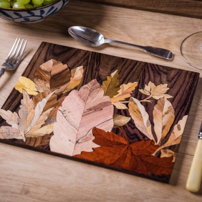 Autumn Leaves Intarsia Wood Inlay Table Mats/Placemats 7