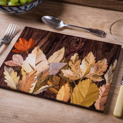 Autumn Leaves Intarsia Wood Inlay Table Mats/Placemats 6