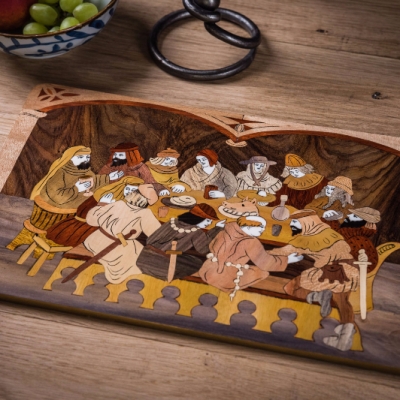  The Tabard Inn Intarsia Wood Inlay Table Mats/Placemats