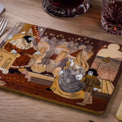  The Man of Law's Tale Intarsia Wood Inlay Table Mats/Placemats