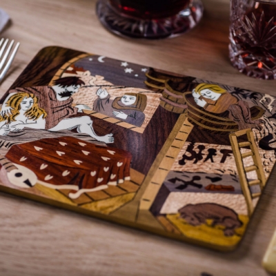  The Miller's Tale Intarsia Wood Inlay Table Mats/Placemats
