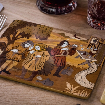  The Pardoner's Tale Intarsia Wood Inlay Table Mats/Placemats