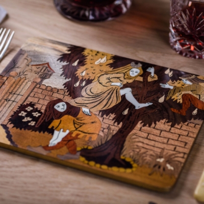  The Merchant's Tale Intarsia Wood Inlay Table Mats/Placemats