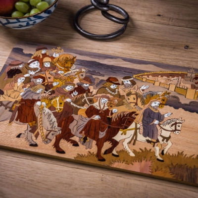  The Approach to Canterbury Intarsia Wood Inlay Table Mats/Placemats