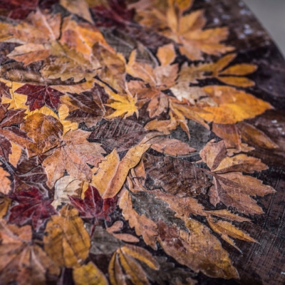 Autumn Leaves Intarsia Wood Inlay Coffee Table