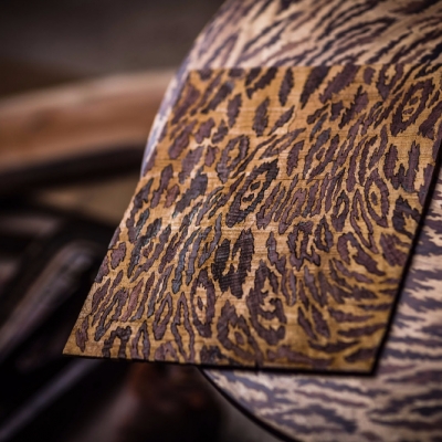 Cheetah Intarsia Wood Inlay Coffee Table