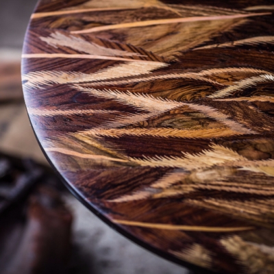 The Feather Intarsia Wood Inlay Coffee Table