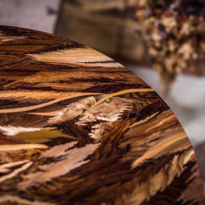 The Feather Intarsia Wood Inlay Coffee Table