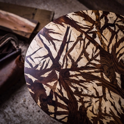 Treescape Intarsia Wood Inlay Coffee Table
