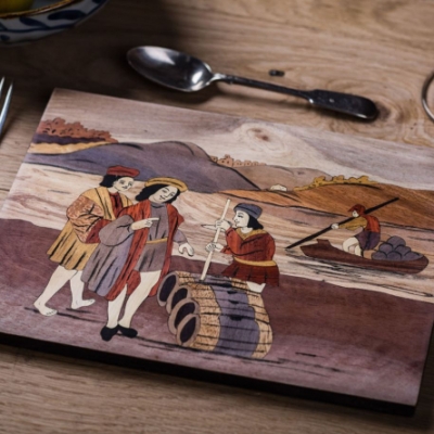 Wine Barrel Intarsia Wood Inlay Table Mats/Placemats