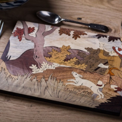 Book of Trades Intarsia Wood Inlay Table Mats/Placemats
