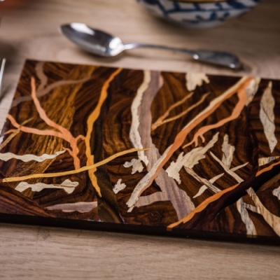 Forest Intarsia Wood Inlay Table Mats/Placemats