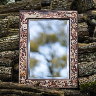 The Medieval Hunt Intarsia Wood Inlay Mirror