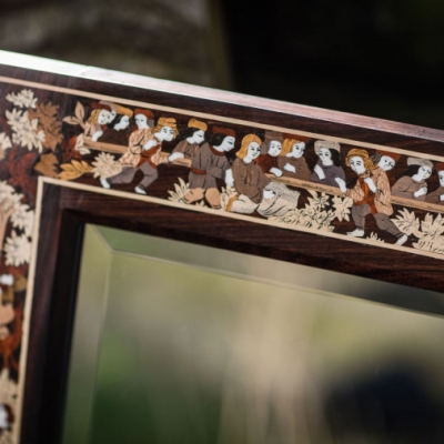 The Medieval Harvest Intarsia Wood Inlay Mirror