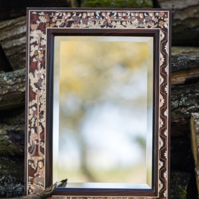 The Medieval Harvest Intarsia Wood Inlay Mirror