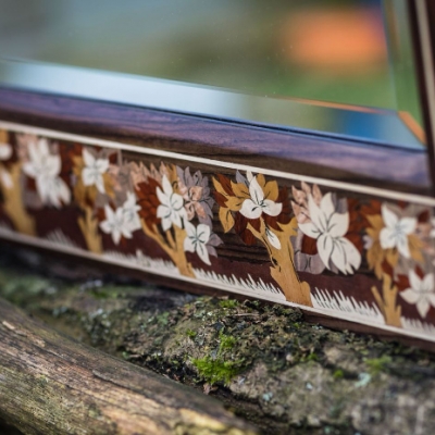 The Medieval Harvest Intarsia Wood Inlay Mirror