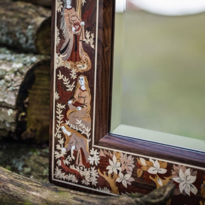 The Medieval Harvest Intarsia Wood Inlay Mirror
