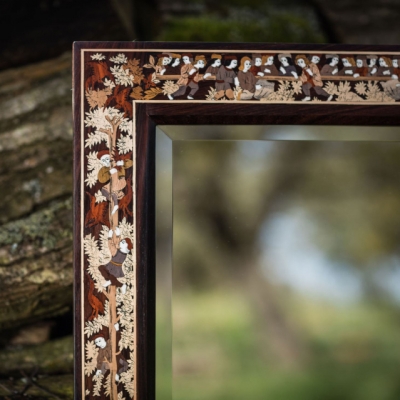 The Medieval Harvest Intarsia Wood Inlay Mirror