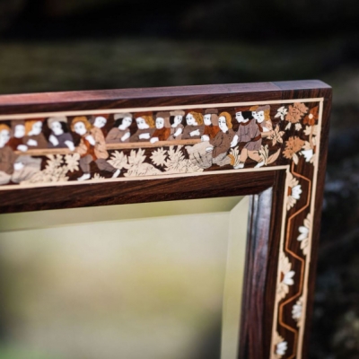 The Medieval Harvest Intarsia Wood Inlay Mirror