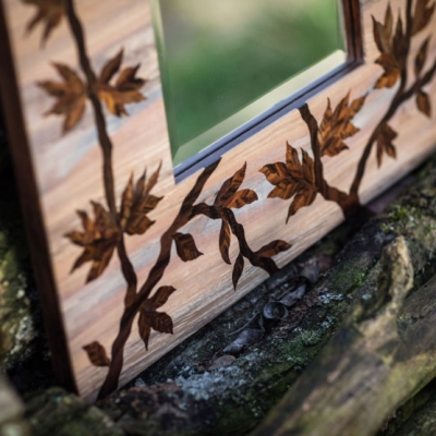 New Leaf Intarsia Wood Inlay Mirror