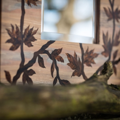 New Leaf Intarsia Wood Inlay Mirror