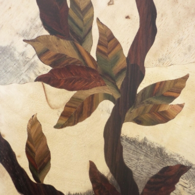 New Leaf Intarsia Wood Inlay Mirror