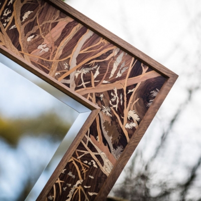 The Enchanted Forest Intarsia Wood Inlay Mirror