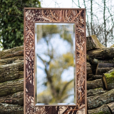 The Enchanted Forest Intarsia Wood Inlay Mirror