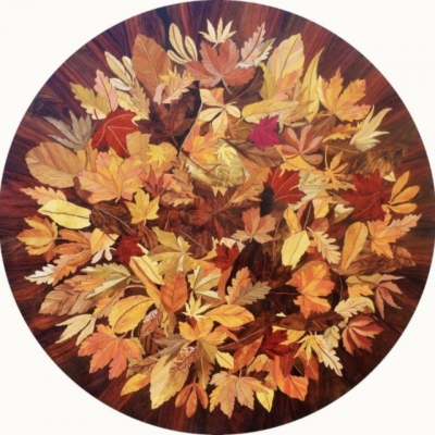 Autumn Leaves Intarsia Wood Inlay Coffee Table