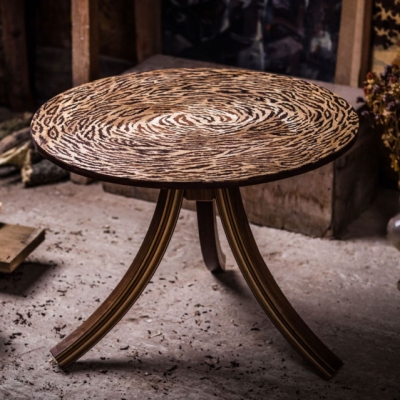 Cheetah Intarsia Wood Inlay Coffee Table