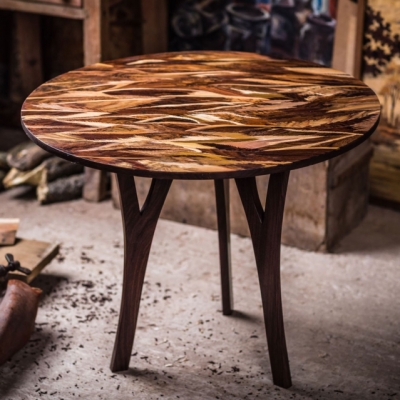 The Feather Intarsia Wood Inlay Coffee Table
