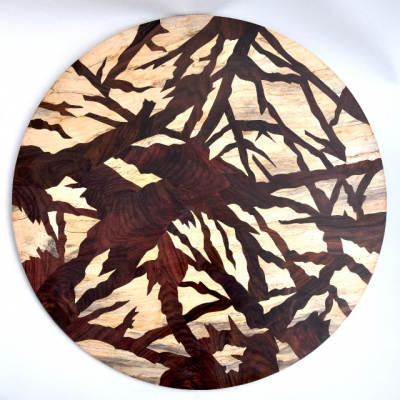 Treescape Intarsia Wood Inlay Coffee Table Panel