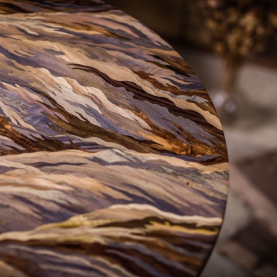 Sea Wave Intarsia Wood Inlay Coffee Table