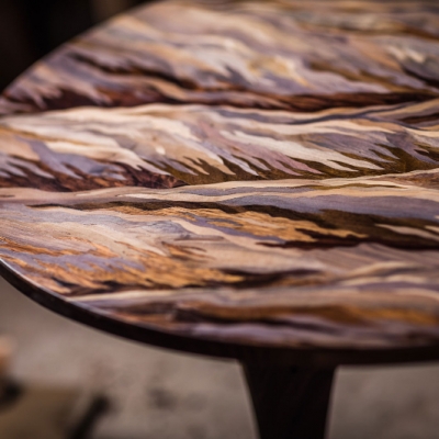Sea Wave Intarsia Wood Inlay Coffee Table