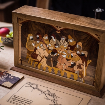 Canterbury Tales Intarsia Wood Inlay Drink Mats/Coasters